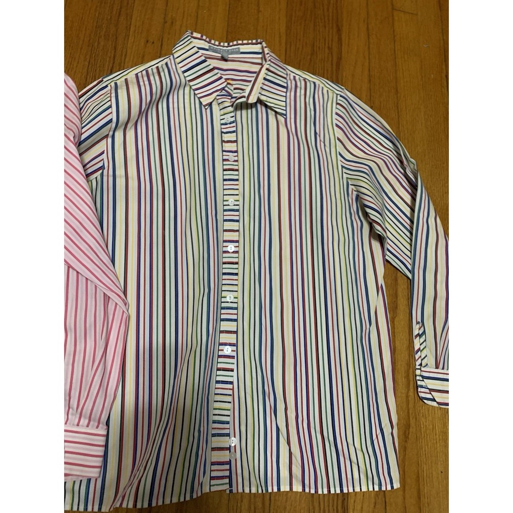 Foxcroft Women's Button Up Shirt Long Sleeve Wrinkle Free Classic Fit 16 Stripe - Picture 2 of 11